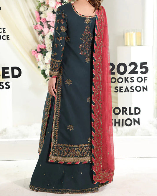 EMBROIDERED SILK UNSTITCHED 3 PCS