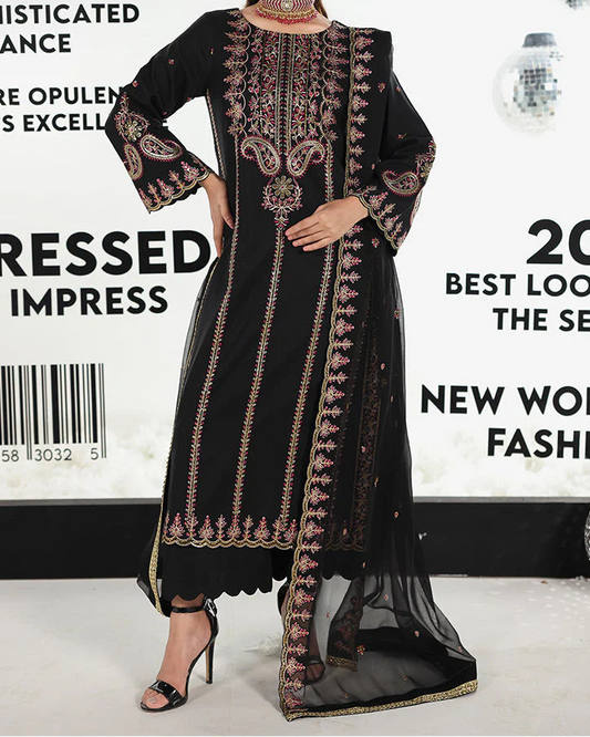 EMBROIDERED SILK UNSTITCHED 3 PC