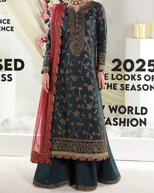 EMBROIDERED SILK UNSTITCHED 3 PCS