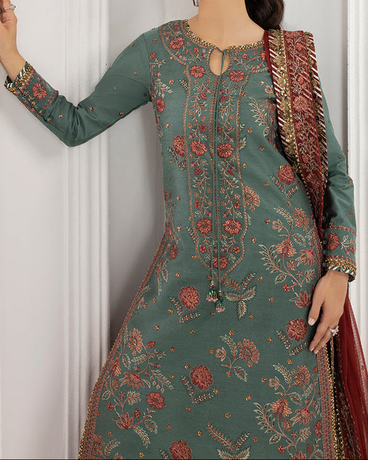 EMBROIDERED COTTON SILK UNSTITCHED 3 PCS