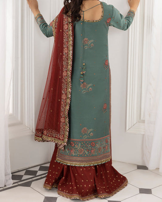 EMBROIDERED COTTON SILK UNSTITCHED 3 PCS