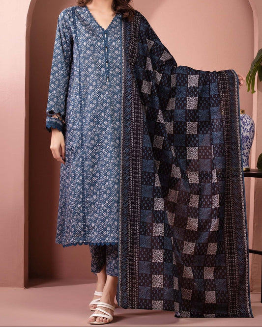 Unstitched Printed Lawn 3 Piece